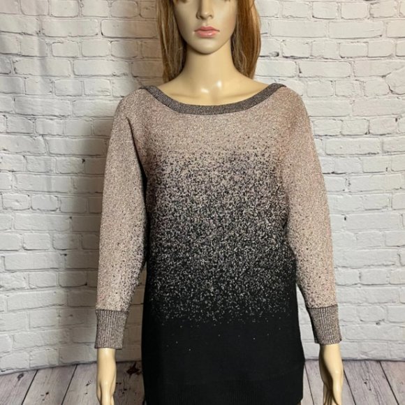 New AGB Sparkly Pink And Black 3/4 Sleeve Sweater Size L - Picture 1 of 12